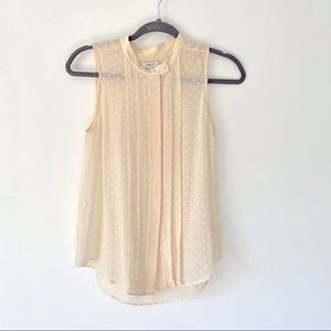 Madewell Cream Pintuck Sleeveless Silk Blouse size small